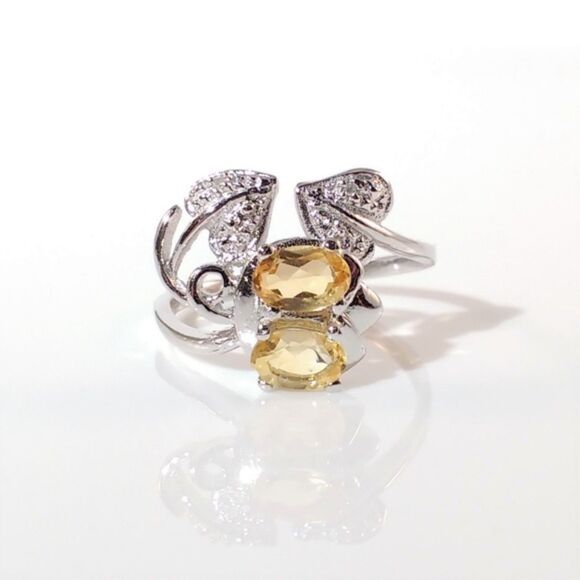 Citrine Bypass Ring Sterling Silver Size 7 - Picture 5 of 8